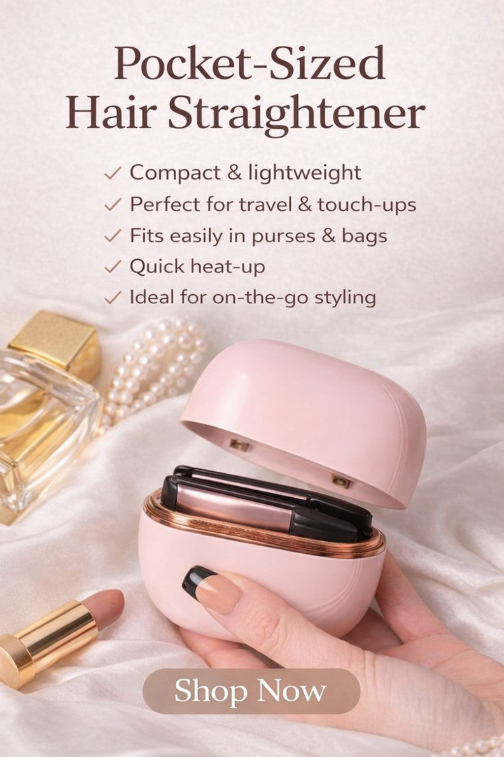 Mini Cordless Hair Straightener Brush – Portable Wireless Comb