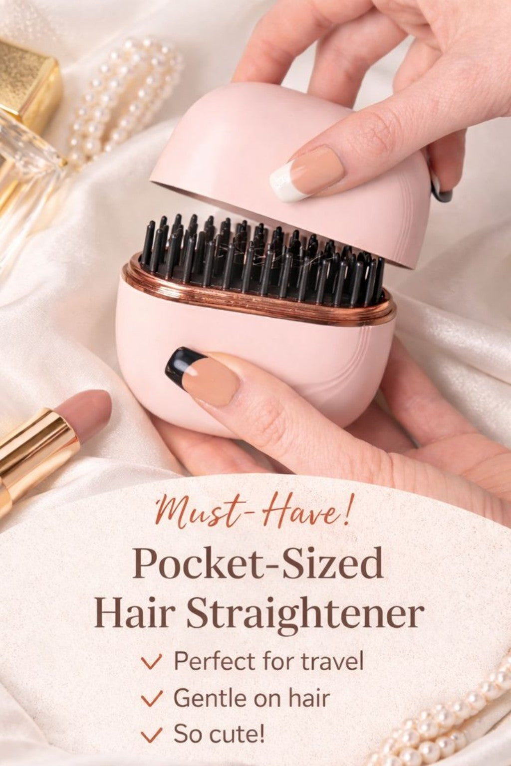 Mini Cordless Hair Straightener Brush – Portable Wireless Comb